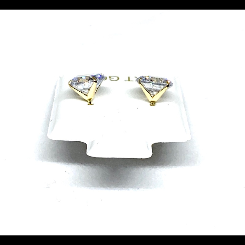 Studs diamonds CZ solid gold 14k pretty 2 carat - Picture 5 of 9